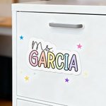 Personalized Rainbow-Colored Teacher Name Whiteboard Magnet School Classroom Supplies Back to School Gift for Teachers