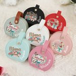 Personalised Mama Design Flower Bow PU Leather Travel Jewellery Box with Name and Handle Mother's Day Birthday Gift for Mom Grandma