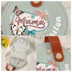 Personalised Mama Design Flower Bow PU Leather Travel Jewellery Box with Name and Handle Mother's Day Birthday Gift for Mom Grandma