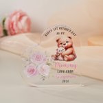 Personalized Happy 1st Mother's Day Cute Animal Heart-shape Acrylic Plaque with Name Desk Decor Mother's Day Birthday Gift for Mom