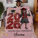 Personalised Cartoon Graduation Character Soft Throw Blanket with Year and Name Graduation Gift for Graduates