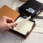 Personalised Multicolour Shadow Monogram PU Leather Sticky Note Holder Desk Organizer Daily Use Birthday Office Gift for Colleagues Office Workers