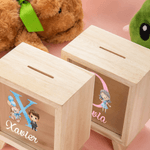 Personalizzato Cartoon personaggio professionale orso iniziale salvadanaio in legno con nome Regalo per la festa dei bambini per ragazzi ragazze