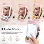 Personalizzato personaggio dei cartoni animati Fiore di nascita Scatola portagioie in pelle PU con nome e LED Specchio per il trucco regolabile a tre colori Regalo di compleanno per le donne