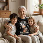 Personalisierte Multicolor Livin 'That Grandma Happy Life Whimsical Style T-Shirt mit Namen Muttertag Geschenk für Mutter Frauen Oma