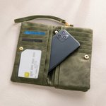 Personalized Birth Flower PU Leather Folded Wristlet Wallet with Name and Multiple Card Slots Birthday Anniversary Gift for Women