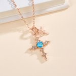 Personalizada Cruz Corazón Birthstone Collar con Inicial Dainty Joyería Día de la Madre Cumpleaños Bautizo Regalo para Ella Mamá Hija