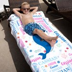 Spersonalizowany ręcznik plażowy Sea Animals Fantasy Mermaid Word Cloud Szybkoschnący Ręcznik plażowy z imieniem Letnie wakacje Codzienne użytkowanie Prezent urodzinowy dla dzieci