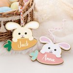 Personalized Cute Bunny Carrot Easter Basket Tag with Name Party Favor Decoration Supplies Birthday Gift for Boys Girls Kids