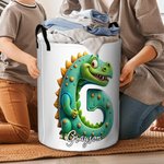 Panier de rangement à linge Oxford avec nom Dinosaur Mermaid Cartoon Style Initial Daily Use Birthday Gift for Boys Girls