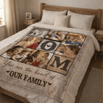 Personalized Mom 6 Family Photos Collage Cozy Throw Blanket Home Decor Mother's Day Birthday Gift for Mom Grandma