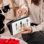 Personalisierte bunte Mutter Tochter Silhouette Brieftasche mit Namen und Geburt Blume Muttertag Geburtstag Geschenk für Mama Großmutter