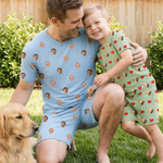 Personalisiertes Familien-Pyjama-Set mit Gesichtsfoto | lustiger Kurzarm-Schlafanzug | Sommer Geburtstag Geschenk für Familien Kinder