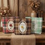 Personalized Birth Flower Plaid Large Tote Bag with Name Travel Bag Mother's Day Birthday Gift for Woman Mom