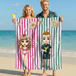 Gepersonaliseerde Cartoon Karakter Geboortebloem Sneldrogend Oversized Zacht Strandlaken met Naam Zwemmen Strandfeest Verjaardagscadeau voor Kinderen Familie