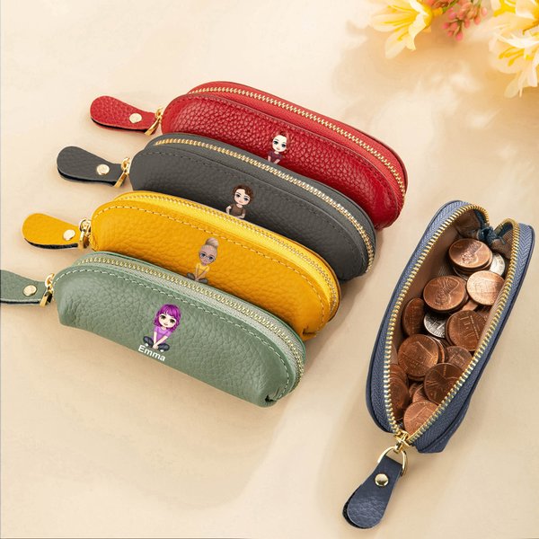 Personalized Cartoon Character Mini PU Leather Coin Purse with Name Daily Travel Accessories Birthday Gift for Girls Boys