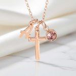Personalizada Birthstone Cruz Collar con Inicial Dainty Joyería Daily Wear Cumpleaños Regalo para mamá cristiana
