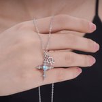 Personalizada Cruz Corazón Birthstone Collar con Inicial Dainty Joyería Día de la Madre Cumpleaños Bautizo Regalo para Ella Mamá Hija