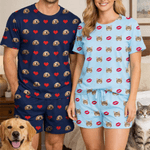 Personalisiertes Familien-Pyjama-Set mit Gesichtsfoto | lustiger Kurzarm-Schlafanzug | Sommer Geburtstag Geschenk für Familien Kinder