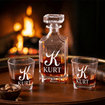 Personalisierte gravierte Retro-Design Whiskey Dekanter mit Namen und Initialen Vatertag Geburtstag Geschenk für Mann Barkeeper Dad