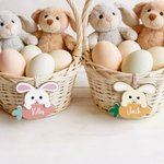 Personalized Cute Bunny Carrot Easter Basket Tag with Name Party Favor Decoration Supplies Birthday Gift for Boys Girls Kids