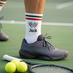 Spersonalizowane haftowane rakiety tenisowe Miękkie skarpetki sportowe z imieniem Prezent urodzinowy dla miłośników tenisa Gracze