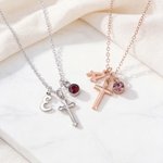 Personalizada Birthstone Cruz Collar con Inicial Dainty Joyería Daily Wear Cumpleaños Regalo para mamá cristiana
