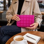 Personalised Large Capacity Quilted Makeup Bag with Pearl Initial Pendant Daily Use Mother's Day Birthday Gift for Women