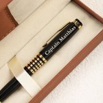 Testo personalizzato inciso Pilot Shoulder Boards Black Gold Trim Pen Regalo di compleanno di uso quotidiano per il capitano pilota istruttore di volo
