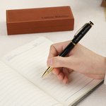 Testo personalizzato inciso Pilot Shoulder Boards Black Gold Trim Pen Regalo di compleanno di uso quotidiano per il capitano pilota istruttore di volo