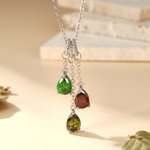 Personalized 1-5 Drop Shaped Birthstones Necklace Dainty Jewelry Mother's Day Birthday Gift for Women Mom Grandma