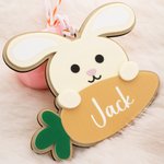 Personalized Cute Bunny Carrot Easter Basket Tag with Name Party Favor Decoration Supplies Birthday Gift for Boys Girls Kids