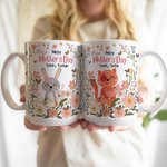 Personalized Colourful Cartoon Animal Floral Design 11 oz 15 oz Ceramic Mug with Name Mother's Day Gift for Mom Woman