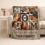 Personalized Mom 6 Family Photos Collage Cozy Throw Blanket Home Decor Mother's Day Birthday Gift for Mom Grandma