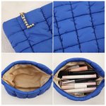 Personalised Large Capacity Quilted Makeup Bag with Pearl Initial Pendant Daily Use Mother's Day Birthday Gift for Women
