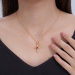 Personalizada Cruz Corazón Birthstone Collar con Inicial Dainty Joyería Día de la Madre Cumpleaños Bautizo Regalo para Ella Mamá Hija