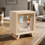 Personalizzato Cartoon personaggio professionale orso iniziale salvadanaio in legno con nome Regalo per la festa dei bambini per ragazzi ragazze