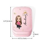 Personalizzato personaggio dei cartoni animati Fiore di nascita Scatola portagioie in pelle PU con nome e LED Specchio per il trucco regolabile a tre colori Regalo di compleanno per le donne