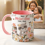 Personalisierte bunte Cartoon Animal Floral Design 11 oz 15 oz Keramik Becher mit Namen Muttertag Geschenk für Mama Frau