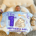 Personalisierte niedliche Tiermuster Unser 1. Muttertag weiche Decke mit Namen und Jahr Home Decor Muttertag Geschenk für neue Mutter Neugeborenen
