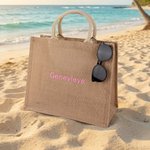 Personalisierte Weihnachtsmann Weihnachten-Thema große Jute Tragetasche mit gestickten Namen täglichen Gebrauch Brautparty Weihnachtsgeschenk für Frau Familie Brautjungfer