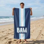 Serviette de Plage et Sac Personnalisés avec Monogramme et Rayures Essentiels Vacances d’Été Cadeau d’Anniversaire pour Elle