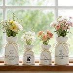 Personlig hund katt linjekonst hjärta tassavtryck keramisk blomvas med namn och text minnesmärke sympatigåva för husdjursägare