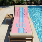 Serviette de Plage et Sac Personnalisés avec Monogramme et Rayures Essentiels Vacances d’Été Cadeau d’Anniversaire pour Elle