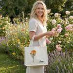 Personalizada Vintage Nacimiento Flor Lienzo Grande Bolsa Tote con Nombre Uso Diario Día de la Madre Cumpleaños Regalo para Mamá Abuela