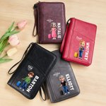 Personalizado 3D de dibujos animados de viajes de caracteres de cuero de la PU Pasaporte titular de la cartera con el nombre y la cita de viaje esencial regalo de cumpleaños para las mujeres los hombr