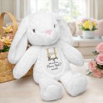 Personalised Flower Golden Initial Soft Bunny Plush Stuffed Toy with Name and Date Wedding Gift for Flower Girls
