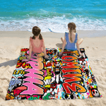 Personlig Doodle Style Quick Dry Oversized Microfiber Beach Handduk med Gradient Namn Sommar Semester Resa Användning Födelsedagspresent för familj vän barn