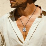 Personalized 1-4 Initials Lucky Symbols Octagon Necklace Minimalist Jewelry Birthday Mother's Day Anniversary Gift for Women Men
