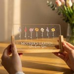 Henkilökohtainen We Love You Birth Flower Rectanglar akryyli LED yövalo puinen pohja ja 1-12 nimet Äitienpäivälahja äidille isoäidille